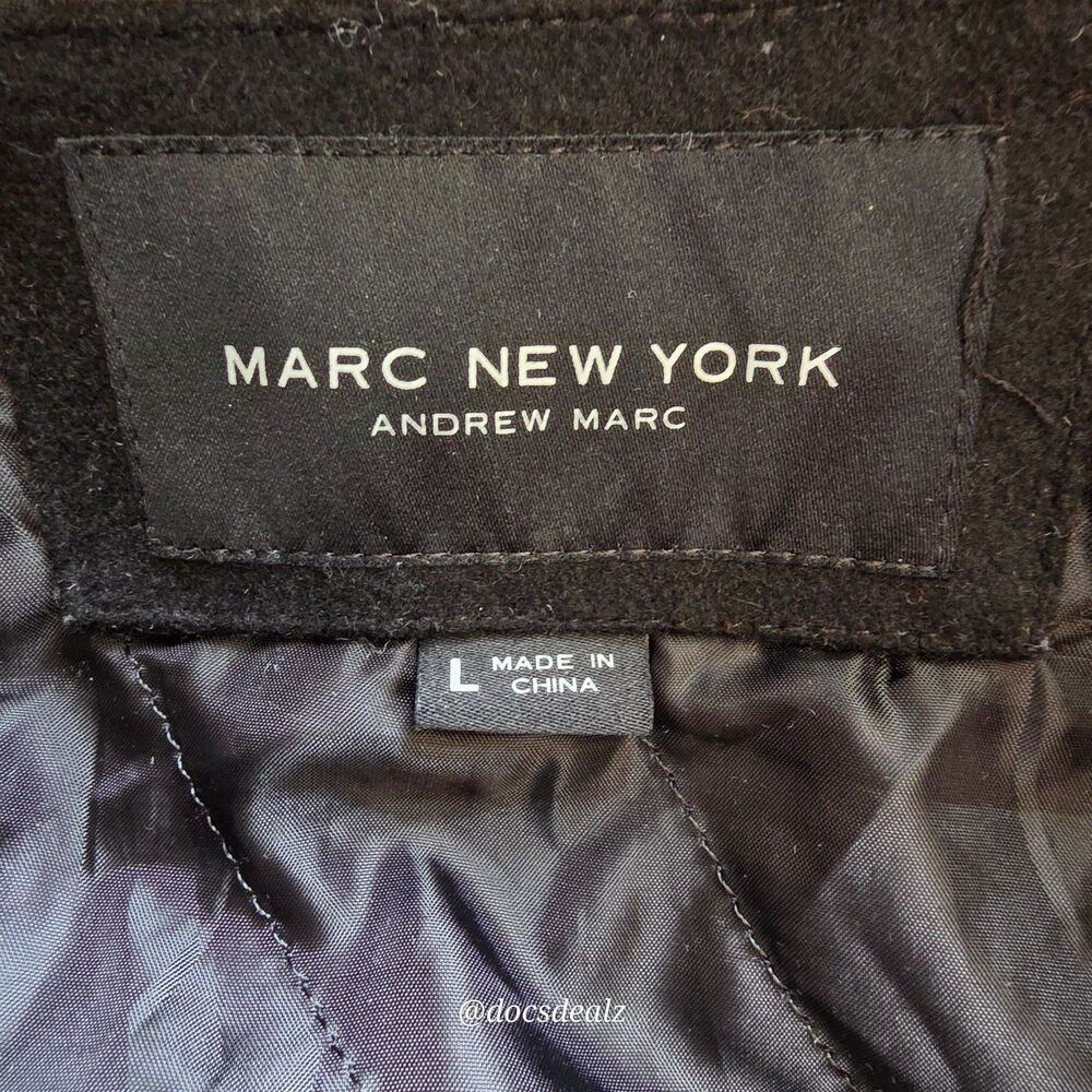 Marc New York Black Overcoat Wool Blend Men's Large - Picture 4 of 8